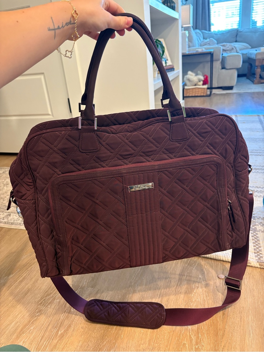 Vera Bradley Quilted Travel Tote in Deep Burgundy